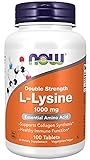 Now Foods, L-Lysine, Doppelte Stärke, 1.000 mg, 100 vegane Tabletten, Laborgeprüft, Aminosäure, Glutenfrei, Sojafrei, Vegetarisch