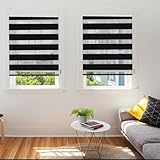 Verdunkelungsrollo Klemmfix 85 x 350 cm Sonnenschutz Sichtschutz Doppelrollo mit Bohren Decken/Wandmontage, Easyfix für Fenster & Türen, Schwarz