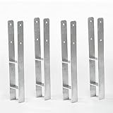 4er-Set H-Anker Pfostenanker 600 x 121 x 6 mm für Pfosten 12 x 12 cm