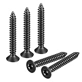 QUARKZMAN #8 x 1-1/4-Zoll-Flachkopf-Torx/Stern-Holzschrauben, 100 Stück 304 Edelstahl, Vollgewinde, schwarz beschichtet, selbstschneidend, passend für T20-Bit für Holz, weiches Metall