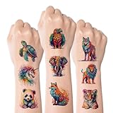 Kotkiddy Wasserfarben Tiere Temporäre Tattoos für Kinder - 60 Stile Temporär für Mädchen Junge Körper Arm Schulter Tattoos Aufkleber, Geburtstags Party Dekorationsartikel