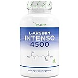 L-Arginin - 365 vegane Kapseln - Premium: 4500 mg pures L-Arginin pro Tagesdosis - Hergestellt durch pflanzliche Fermenation - Laborgeprüft - Hochdosiert - Vegan