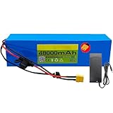 WOGQX Lithium-Ionen-Akku für Elektrofahrräder, 48 V, 48 Ah, integriertes BMS für 1000 W, 500 W, 250 W Motor mit Ladegerät