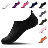 Steppli Badeschuhe Wasserschuhe Strandschuhe Schnell Trocknend Schwimmschuhe Breathable Aquaschuhe Surfschuhe für Herren Damen Streifen Schwarz EU40