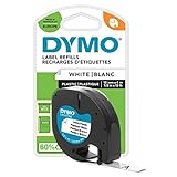 DYMO Original LetraTag Etikettenband| schwarz auf weiß | 12 mm x 4 m | selbstklebendes Kunststoff Schriftband | für LetraTag-Beschriftungsgerät