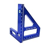 Aluminiumlegierung Sattel T Quadrat, Winkelmesswerkzeug 3D Gehrungswinkel Holzbearbeitung Messwerkzeuge 45/90 Grad Winkel T Lineal Tischler Werkzeug (Blau)