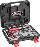 ViGOR Bremskolbenrücksteller V1711N I 23-teiliges pneumatisches Werkzeug-Set, Bremsen-Rücksteller zum Drehen und Drücken von Bremskolben an diversen Auto / Pkw wie VW, Audi, BMW und Mercedes