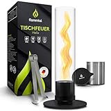 Flammtal Tischkamin mit Flammenwirbel - Tischfeuer für Indoor & Outdoor - Unendliche Brenndauer & Lagerfeueratmosphäre -Wärmender Bio Ethanol Kamin - Bioethanol Tischkamin (Schwarz)