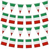 2er Italien Flagge, Rechteckige und Dreieckige Flaggen Wimpelkette zum Aufhängen, 60 Stück 65 Fuß Italien-Flaggen Schnur für den Innen und Außenbereich Banner für Nationalfeiertag Party deko