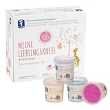 Feuchtmann MEINE LIEBLINGSKNETE Glitter Edition - Knetset 4 x 130g, vegane glutenfreie Knete, Kinderknete ungiftig mit Bio-Glitter, Glitzerknete für kreatives Spielen ab 2 Jahren