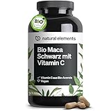 Bio Maca Schwarz – 180 Kapseln – 3000mg je Tagesdosis (entspricht 12.000mg Maca Wurzel) – mit natürlichem Vitamin C – ohne Magnesiumstearat – biozertifiziert, hochdosiert, vegan, laborgeprüft