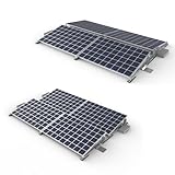 Komplette Montageset für 4 Solar Module geeignet für Flachdach, Garagedach und ebener Boden bis zu 5° Dachneigung, Aufstellungwinkel 10°, Süden oder Ost-West Ausrichtung