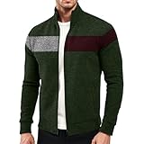 Generisch Sportjacke Herren Vintage Cardigan Mit Stehkragen Freizeitjacke Herbst Winter ÜBergangsjacke Zip Up Sweatshirt Weich Bequeme Jacken Colorblock Patchwork Outdoorjacke