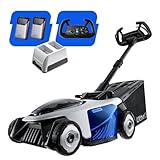 Litheli Easysurge Akku Rasenmäher 43cm, Selbstfahrend (2,2-4,7 km/h), 50L Fangkorb, 25-75 mm Schnitthöhe, bis 500 m², Rasenmäher Elektro inkl. 2 x 4,0 Ah Akkus