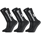3 Paare Fußballsocken Herren Schwarz Fußball Socken Anti Rutsch Grip Sportsocken Atmungsaktiv Fussball Socken für Fussball Basketball Laufen (DE/NL/SE/PL, Numerisch, 39, 46, Regular, Regular, Schwarz)