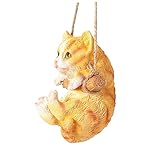 Gogogmee Kätzchen schwingen Animal Figures Cute Decor Garden Decoration wohnungsdeko gartendekofiguren kleine Katzenfiguren Tierfigur tierische Schaukelstatue Hofkunstdekoration Harz Yellow