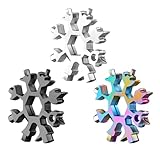 3-Stück Schneeflocke Multitool,Schlüsselanhänger Werkzeug,Schneeflocken 18-in-1 Multifunktionswerkzeug,Adventskalender Füllung Männer Kleinigkeiten,Geschenke Multifunktionaler Schneeflockenschlüssel