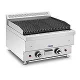 Royal Catering RC-GLRG600 Lavastein-Grill 2 x 7200 W 50 x 47 cm 4,5 kg Lavastein Erdgas 0 - 460 °C Propangas Edelstahl, Gusseisen, Stahl Lavastein-Gasgrill