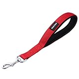 PETTOM Kurzführer Hund mit Griff Strapazierfähigem Nylongewebe Kurze Hundeleine für Hundetraining Geeignet (M: 2.5 x 32 cm, Rot)