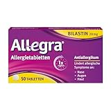 Allegra Allergietabletten 50 Stk | Antihistaminikum | Wirkstoff Bilastin | schnell und 24 Std wirksam bei Heuschnupfen, Tierhaar-, Hausstaubmilben-, Schimmelpilzallergie, Urtikaria