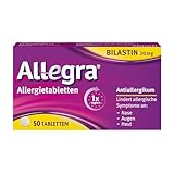 Allegra Allergietabletten 50 Stk – Antihistaminikum - Wirkstoff Bilastin - schnell und 24 Std wirksam bei Heuschnupfen, Tierhaar-, Hausstaumilben-, Schimmelpilzallergie, Urtikaria