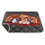 Selbstheizende Decke für Hunde XL 115 x72cm, Waschbare Wärmematte Hundedecke Hundebett Wasserdichte Faltbare Innovative Kabellose Heizmatte für Outdoor, Reisen, Auto, Käfig, Sofa und Boden, Grau