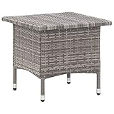 vidaXL Teetisch Witterungsbeständig Gartentisch Beistelltisch Balkontisch Tisch Rattantisch Gartenmöbel Grau 50x50x47cm Poly Rattan