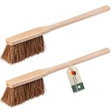 2er Set Handfeger Langer Stiel Kokos, Made in Germany, Handfeger mit langem Stiel aus Kokos und Holz, Kokos Handbesen mit langem Langstiel