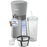 Breville Eiskaffeemaschine | Einzelportions-Eiskaffeemaschine plus Kaffeetasse mit Strohhalm | Fertig: unter 4 Minuten | Grau [VCF155]
