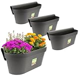 4X Geländerkasten Balkon mit Wasserspeicher Blumentopf Zaun...