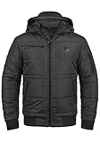 Blend BHBoris Herren Winterjacke Steppjacke Jacke gefüttert mit Abnehmbarer Kapuze Reißverschlusstaschen Regular fit, Größe:L, Farbe:Black (70155)
