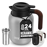 LEBENLANG Thermoskanne 1,5L Keramikbeschichtung - Inkl. Teesieb I 24h Heiß I Kaffeekanne Kaffee & Teekanne mit Siebeinsatz I Thermo Isolierkanne Tee Termoskakanne Thermoskannen 1 5 Liter