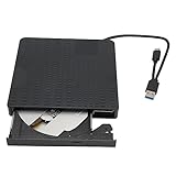 Externes CD DVD Laufwerk, USB 3.0 Typ C CD DVD Brenner Lesegerät, Tragbarer DVD Brenner mit Steckplatz für Laptop PC Win 7 8 98