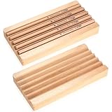 kebitedamai 2 STK Stiftehalter Stiftablage Holz, Stiftablage Schreibtisch Organizer Holz Stiftschale, 18x9cm Schreibtischablage Stifte & Pinselablage für Home Office Stifteschale Organizer