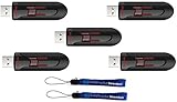 SanDisk 32 GB Glide 3.0 (5er-Pack) Hochleistungs-USB-Flash-Laufwerk (SDCZ600-032G-B35) mit (2) Everything But Stromboli Lanyards