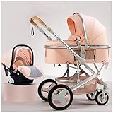 3-in-1-Baby-Kinderwagen mit hoher Sichtweite in Rosa – wendbarer Stubenwagen mit Moskitonetz & Fußabdeckung – Kinderwagen Kinderwagen für Neugeborene – Kinderwagen-Wagen