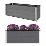 vidaXL Garten Hochbeet Pflanzkasten Blumenkasten Gemüsebeet Pflanzkübel Blumenkübel Frühbeet Gartenbeet Pflanzbeet WPC 150x50x54cm Grau