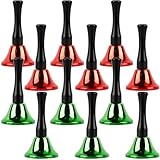 Haconba 12 Stück Weihnachts-Handglocken mit Holzgriff für Weihnachten, Urlaub, Party, Abendessen, Anruf, Training, Haustiere