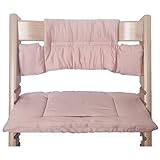 Kadem® Sitzkissen 100% Bio Baumwolle | Classic Kissen Sitzbezug Hochstuhlauflage | 2-teilig passend für Stokke Tripp Trapp Kinderhochstuhl | maschinenwaschbar einfache schnelle Befestigung | rosa