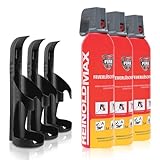 XENOTEC Premium Feuerlöschspray – 3 x 750ml – 3 Wandhalter - Stopfire – Autofeuerlöscher – REINOLDMAX – inklusive Wandhalterung schwarz – wiederverwendbar…