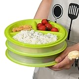 Sporgo Set 3 Mikrowellen Teller: Mikrowellengeschirr mit deckel Mikrowellenteller BPA-frei Wiederverwendbar, Mikrowellenfeste Frischhaltedose mit 3 Fach Aufteilung Deckel zum Erhitzen Einfrieren(C)