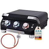 Skandika Gasplancha Palo | Gas Plancha Grillplatte, 3 Brenner, Abtropfschale, transportabler Gasgrill mit Kochplatte | Outdoor, Camping, Balkongrill, Tischgrill, Grillplancha, Gasbräter (mit Deckel)