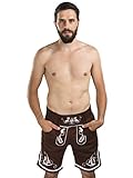 Herren Trachten Jogging Lederhose kurz - Jogginghose Sporthose Bestickt - Trachtenhose - Fitness Trachtenlederhose Adam (L, Braun)