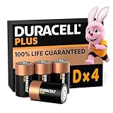 Duracell Plus D Batterien, LR20, 4 Stück, Alkaline Batterien D für Alltagsgeräte