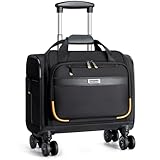 Ponhog Bussiness Trolley Aktenkoffer mit 4 Rollen Klein Laptop Laptoptasche Handgepäck Flugzeug Pilotenkoffer wasserabweisend für Geschäft/Arbeit/Pendeln/Reisen/Uni, Schwarz