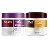 Karseell MACA CARE SYSTEM 2er-Pack – 1 Collagen-Haarmaske + 1 Violett-Haarmaske Blondes Haar Feuchtigkeitsversorgung Haarreparatur Mattierendes Arganöl Anti-Frizz Trockenes und Strapaziertes Haar