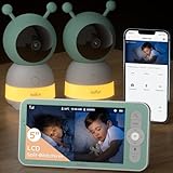 BOIFUN Babyphone mit 2 Kameras App, Split-Screen-Anzeige, 2K HD Bild, PTZ 355°/60°, 4×Zoom, Automatische Verfolgung, Weinen/Bewegungs/Geräuscherkennung, Temperatur und Feuchtigkeitsmessung