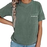 Komfort-Stillshirts für Damen, Mama, Reißverschluss, Still-Top, Distressed Schwangerschaftskleidung mit Tasche, Grün , Klein