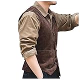 SRZYMJ Weste Herren Braun Weste Herren Outdoor Wasserdichte Softshell Ärmellose Jacke Bodywarmer Fleece Weste mit Kapuze Full Zip Softshellweste Trachten Herren Weste Herren Kurz Longweste Herren XL