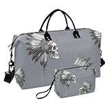 Americas Hawk Skulls Tragetasche mit Kulturbeutel, wasserdicht, Grau